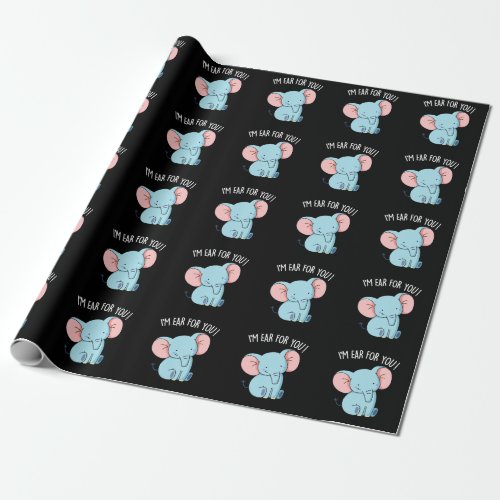 Im Ear For You Funny Elephant Pun  Wrapping Paper