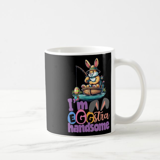 Im Eggstra Handsome Bunny Fishing B Fish Easter Da Coffee Mug (Right)