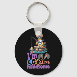 Im Eggstra Handsome Bunny Fishing B Fish Easter Da Keychain