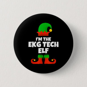 I'm Ekg Tech Elf Family Pajama Christmas Electroca Button