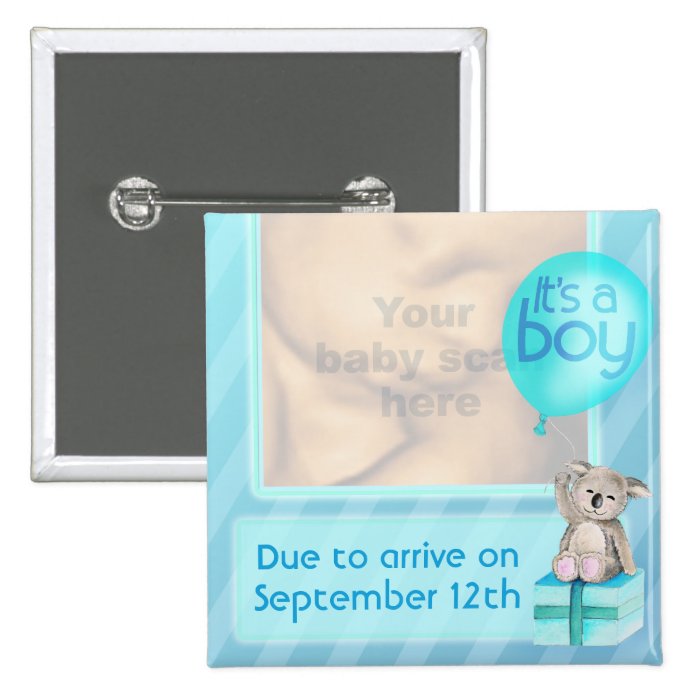 "I'm expecting a boy" ultra 3D scan blue badge Pin