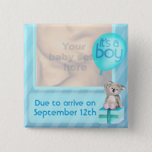 "I'm expecting a boy" ultra 3D scan blue badge Pinback Button