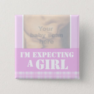 "I'm expecting a girl" ultra 3D scan lillac badge Pinback Button