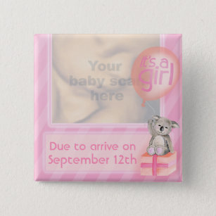 "I'm expecting a girl" ultra 3D scan pink badge Pinback Button