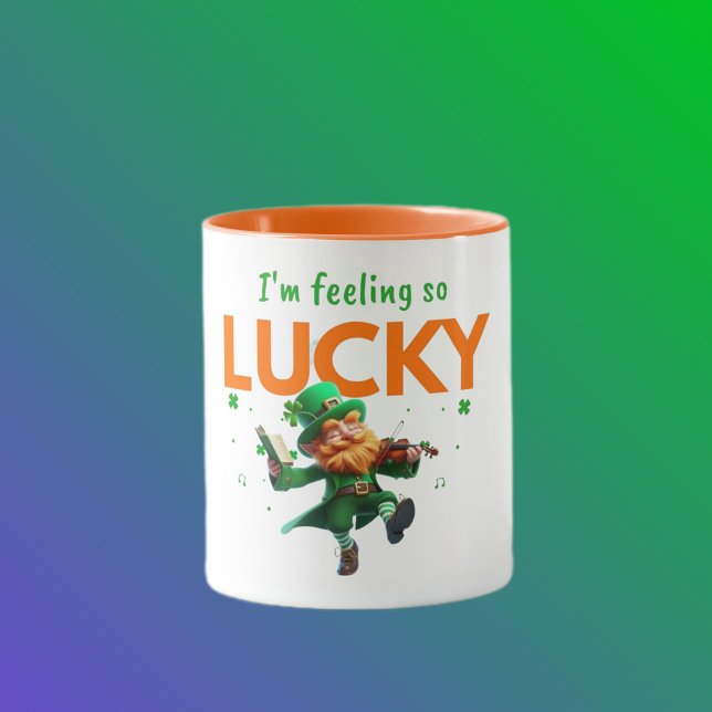 I'm Feeling So Lucky Dancing Leprechaun Shamrock Mug (Creator Uploaded)