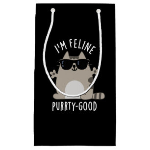 I'm Feline Purr-ty Good Funny Cat Pun Dark BG Small Gift Bag
