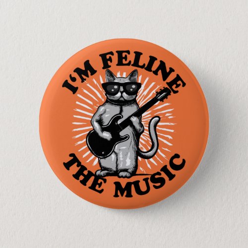 Im Feline The Music  Guitar Player Cat Button