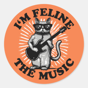 I'm Feline The Music   Guitar Player Cat Classic Round Sticker