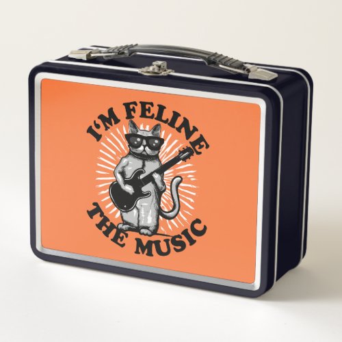 Im Feline The Music  Guitar Player Cat Metal Lunch Box