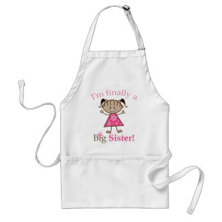 I'm Finally a Big Sister Ethnic Stick Figure Girl Adult Apron