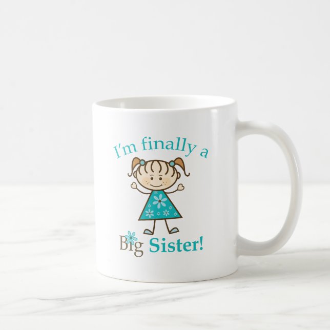 I'm Finally a Big Sister Stick Figure Girl Coffee Mug (Right)
