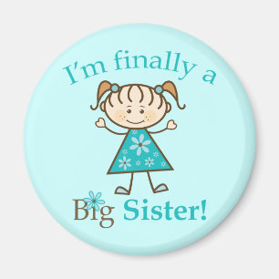 I'm Finally a Big Sister Stick Figure Girl Magnet