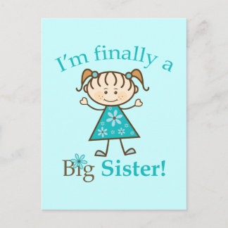 I'm Finally a Big Sister Stick Figure Girl Postcard