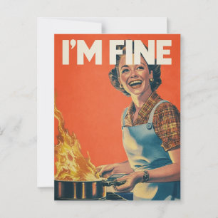 I'm fine 50's housewife  postcard