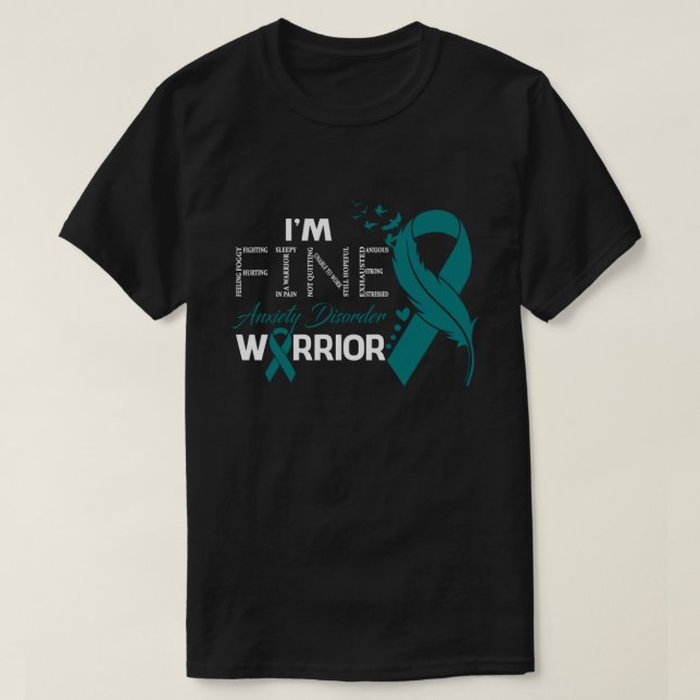 I'm Fine Anxiety Disorder Warrior Awareness Feathe T-Shirt (Design Front)