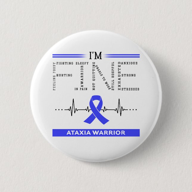 I'm Fine Ataxia Warrior Button (Front)