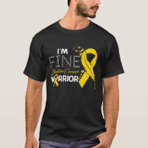 I'm Fine Bladder Cancer Warrior Awareness Feather T-Shirt