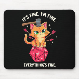 I'm Fine Cat Rpg Gamer Video Games And Cats Lover Mouse Pad