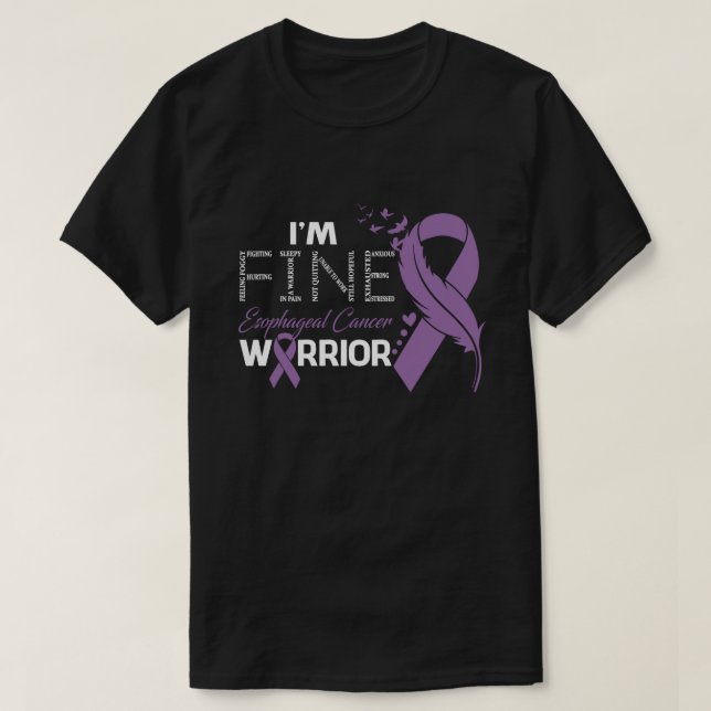 I'm Fine Esophageal Cancer Warrior Awareness Feath T-Shirt (Design Front)