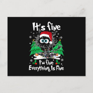 I'm Fine Everything Is Fine Black Cats Tree Christ Announcement Postcard
