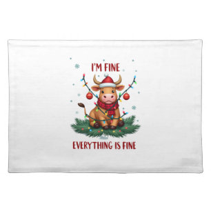 I'm Fine Everything is Fine Christmas Highland Cow Cloth Placemat