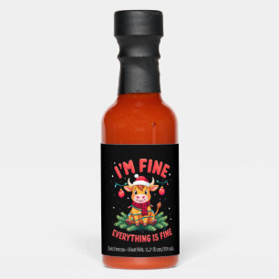I'm Fine Everything is Fine Christmas Highland Cow Hot Sauces