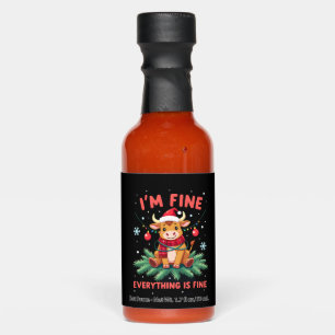 I'm Fine Everything is Fine Christmas Highland Cow Hot Sauces
