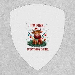 I'm Fine Everything is Fine Christmas Highland Cow Patch