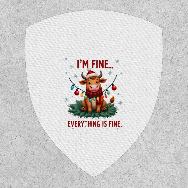 I'm Fine Everything is Fine Christmas Highland Cow Patch (Front)