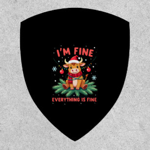 I'm Fine Everything is Fine Christmas Highland Cow Patch