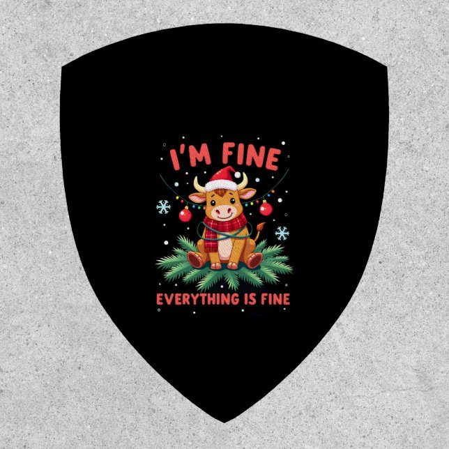 I'm Fine Everything is Fine Christmas Highland Cow Patch (Front)