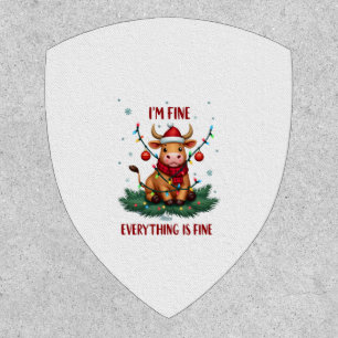 I'm Fine Everything is Fine Christmas Highland Cow Patch