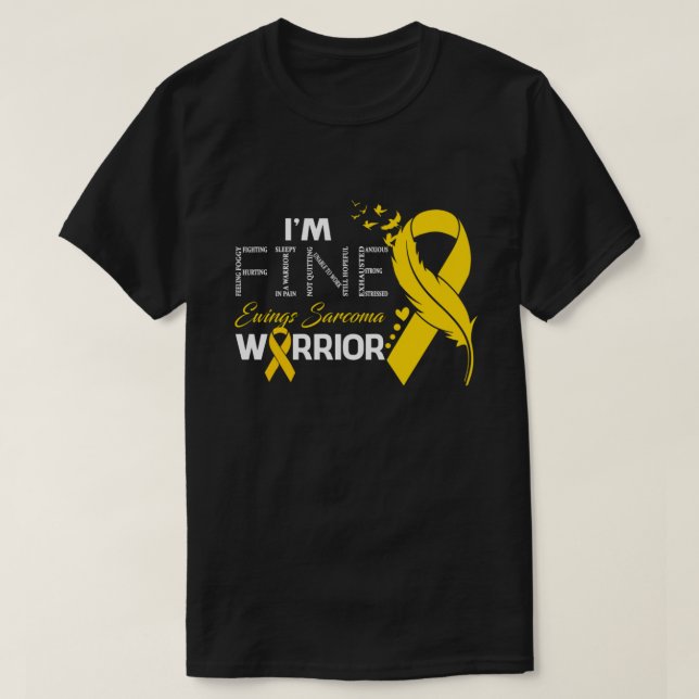 I'm Fine Ewings Sarcoma Warrior Awareness Feather T-Shirt (Design Front)