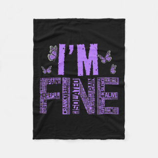I'm Fine Fibromyalgia Warrior Fibro Awareness Purp Fleece Blanket