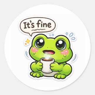 I'm Fine Frog Classic Round Sticker
