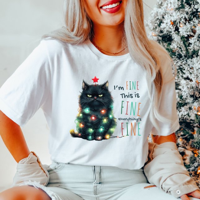 I'm Fine" Funny Cat Christmas T-Shirt  (Creator Uploaded)