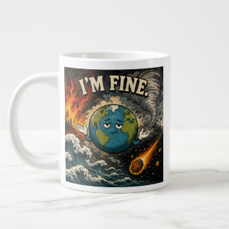 Im Fine Funny Planet Earth Chaos Graphic Giant Coffee Mug