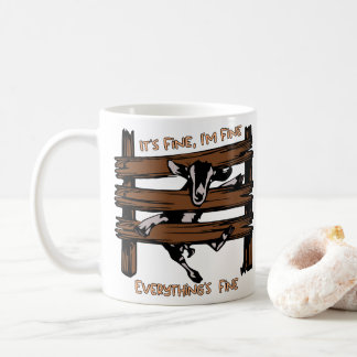 I'm Fine It's Fine Everything's Fine Funny Goat Coffee Mug