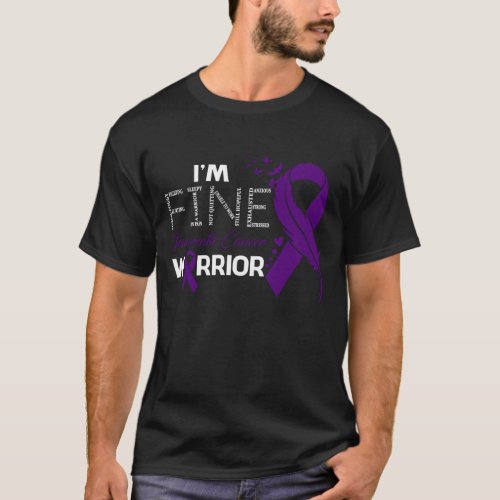 Im Fine Pancreatic Cancer Warrior Awareness Feath T_Shirt