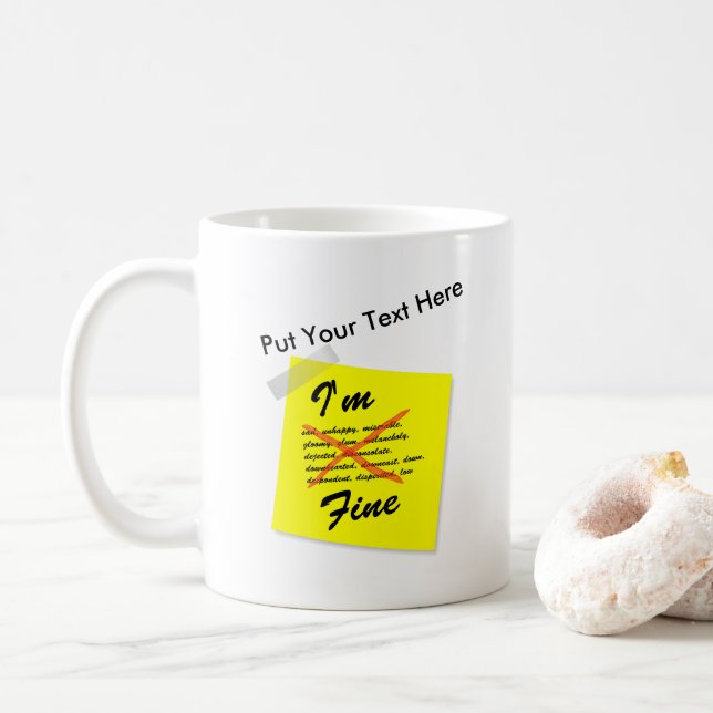 I'm Fine Post-it Note Coffee Mug (With Donut)