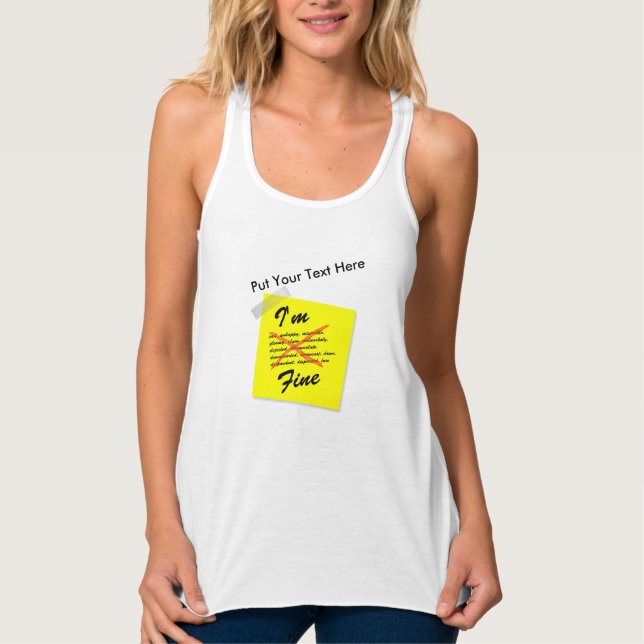 I'm Fine Post-it Note Tank Top (Front)