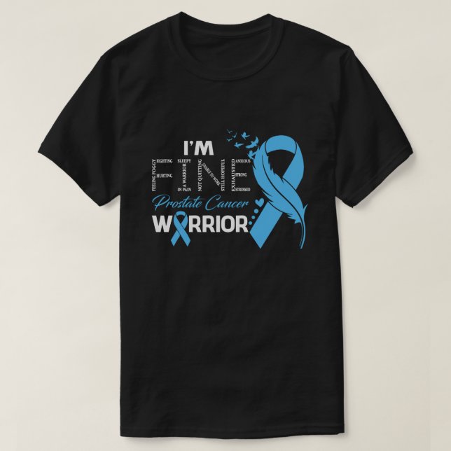 I'm Fine Prostate Cancer Warrior Awareness Feather T-Shirt (Design Front)