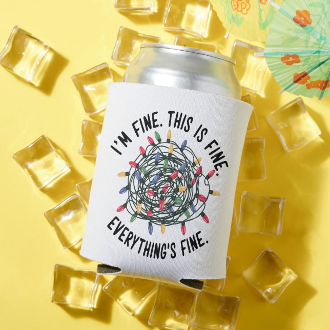 Im Fine This is Fine Everything is Fine Funny Xmas Can Cooler (In Situ Summer)