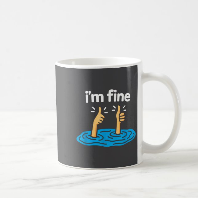 I'm Fine Thumbs Up Two Like Hand Funny Sarcasm Hum Coffee Mug (Right)