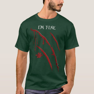 I'm Fine Werewolf Blood Scratch Wolf Costume Scary T-Shirt