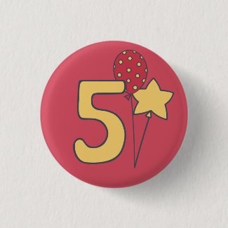I'm Five - Cute Balloon Yellow & Red 5th Birthday