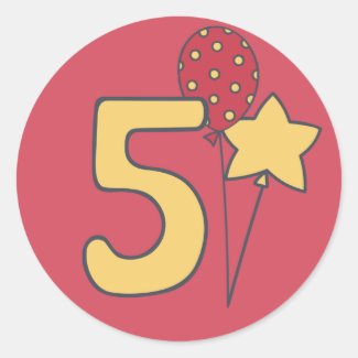 I'm Five - Cute Balloon Yellow & Red 5th Birthday 