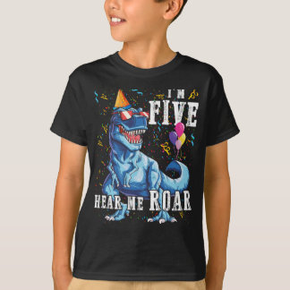 I'm FIVE Hear me Roar 5th Birthday Dinosaur Shirts