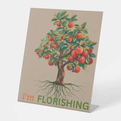 I'm Flourishing – Rooted Growth Inspirational Tree Pedestal Sign
