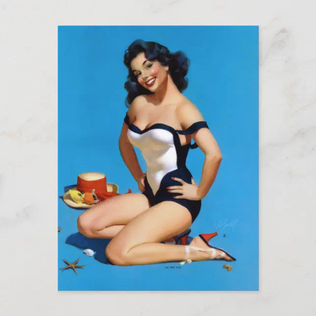 Im For You Vintage Pin Up Girl Art Postcard Zazzle